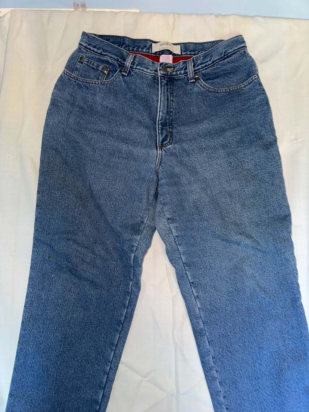 LL Bean Double L Relaxed Fit Fleece Lined Jeans Women 14 PET Blue Denim